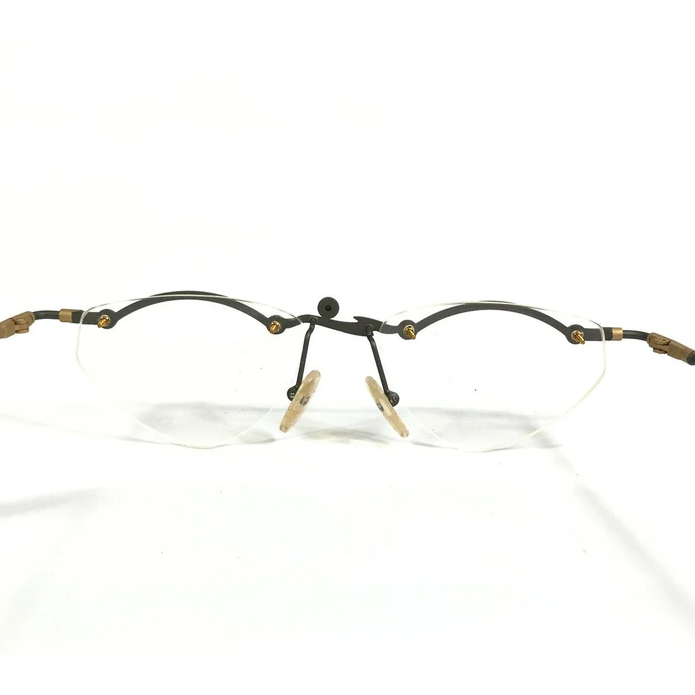 Vintage MGM Eyeglasses Frames G12 F17 Gunmetal Rimless Modern MCM 52-16-135